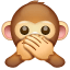 Ape som holder hendene over munnen emoji U+1F64A